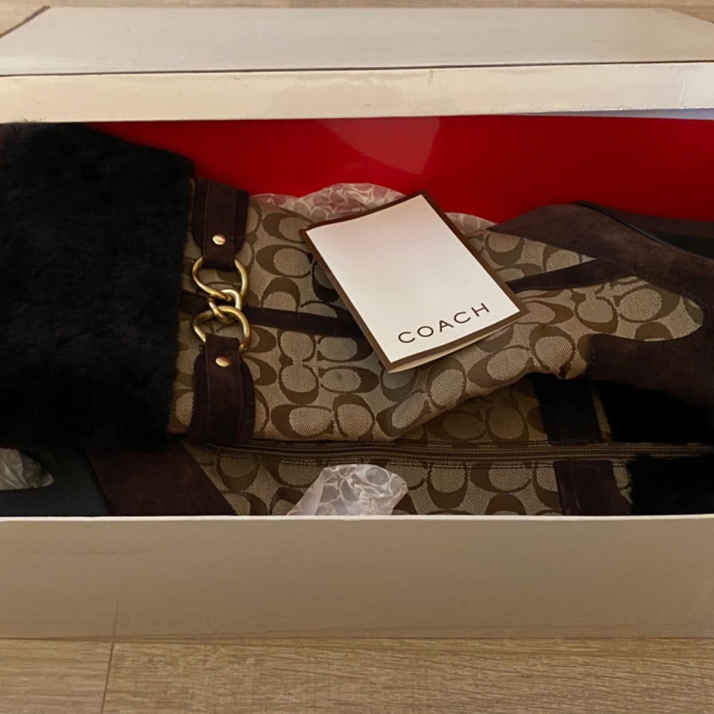 Coach Tall Brown Winter Boots - Picture 2 of 6